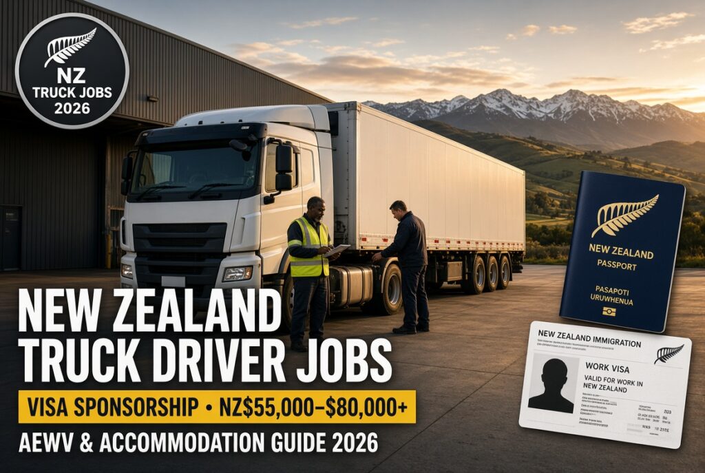 New Zealand Truck Driving Jobs With Visa Sponsorship and Accommodation (NZ$80,000)